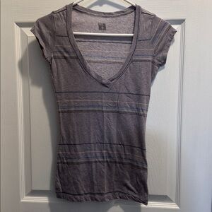 BDG Gray Striped Short Sleeve Tee